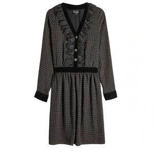The Kooples Black and Gray Polka Dot Dress 2 M